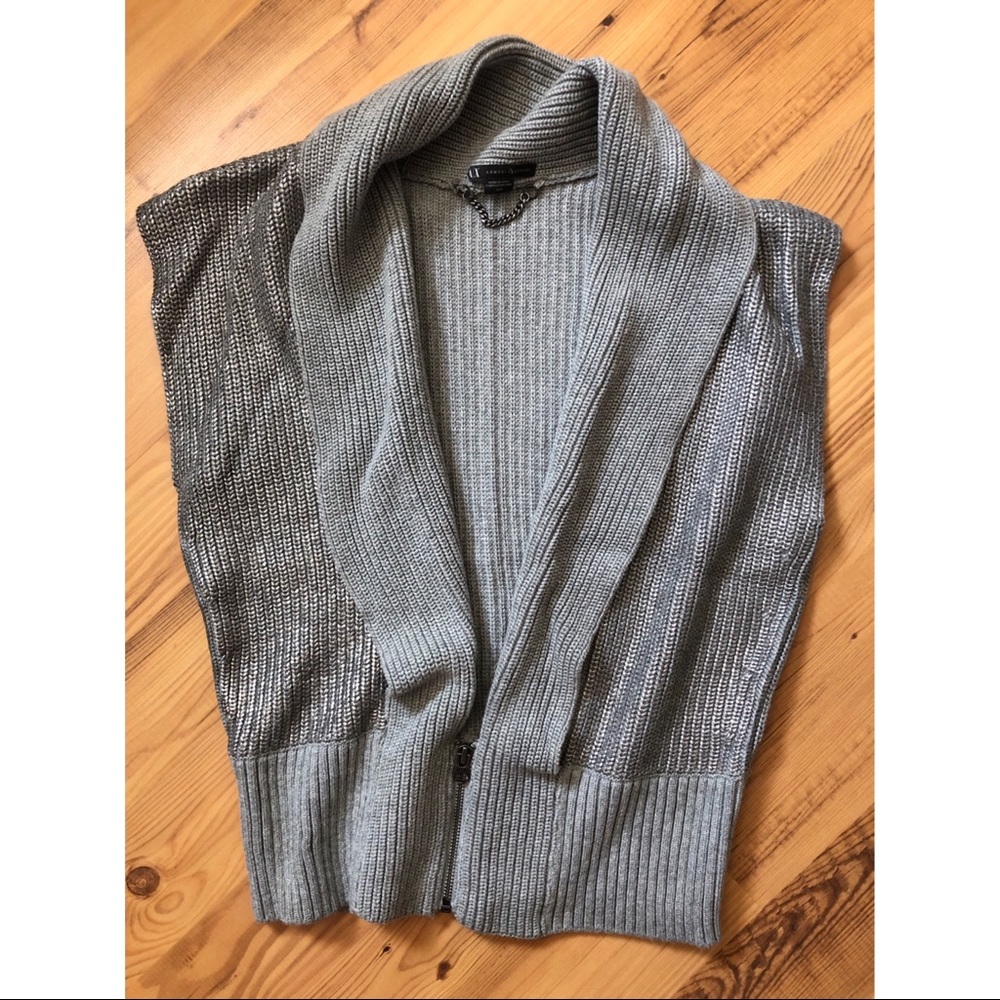 Grey silver detail thread sweater vest